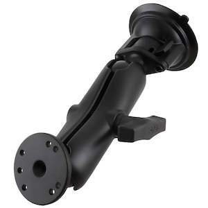 Ram Parts: RAM Twist-Lock Suction Cup with Double Socket Arm and Round Base with C Size 1.5" Ball