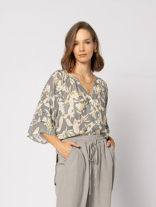 Tops Blouses Camis Tees: 1201 - Frond Blouse - Dusk Floral