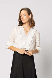 Tops Blouses Camis Tees: 1312 - Amelia Blouse - Natural Stripe BACK IN STOCK !!