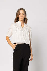 Tops Blouses Camis Tees: 1279 - Dalila Top - White Check LAST ONE SIZE 12