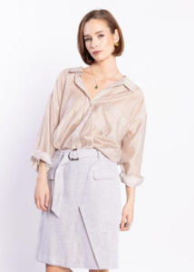Tops Blouses Camis Tees: 8035L LOUGHLIN - Sundown Shirt - Natural Stripe