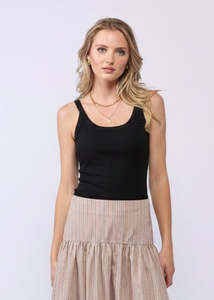Tops Blouses Camis Tees: 1129 - Ruby Logo Rib - Black