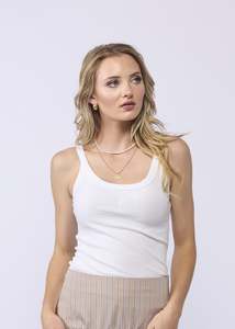 Tops Blouses Camis Tees: 1129 - Ruby Logo Rib - White