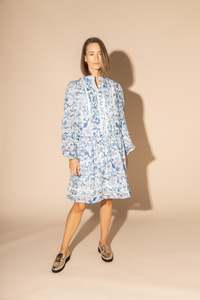 2162L - Skyes Linen Dress - Blue Water