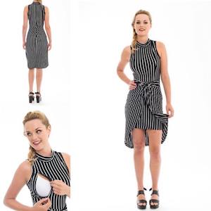 Vertical Stripes Nursing Dress