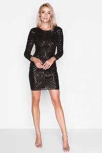 Girls on Film Long Sleeve Sequin Mini