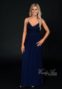 Products: Navy Stretch Lace Bodice Gown