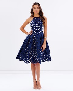 Products: Navy Laser Cut Out Dress Sz 16