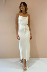 Shona Joy La Lune Bias Cowl Midi Dress - Cream