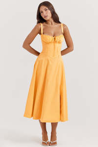 House Of Cb: House of CB Carmen Sun Dress - Tangerine