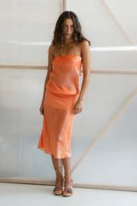 Mode Mischief Melt Panel Dress in Spritz Orange