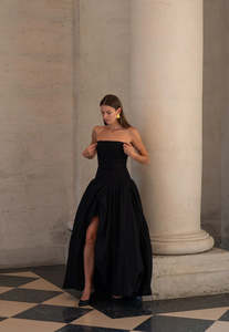 Aje Violette Bubble Hem Gown in Black