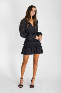 The East Order 1: The East Order Behati Mini Dress in Black with White Polka Dots