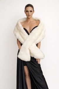 Most Loved: Angels Faux Fur Wrap in White