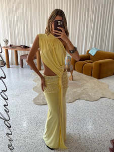 Ball Season: Deconduarte Sequin Floret Gown in Lemon