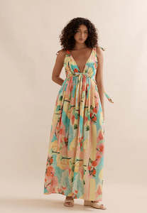Size 12: Caitlin Crisp Maxi tie Back Dress Positano Sz 12