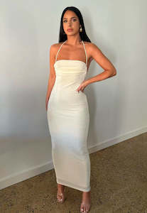 EX RENTAL Melani the Label Ciana Midi Dress Ivory Sz 8