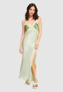Ginia Lace Slip Dress Green Sz M