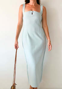 EX RENTAL Paris Georgia Diamond Dress Mineral Blue Sz 12