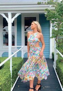 Ruby Bettina Cut Out Dress Floral Sz 10