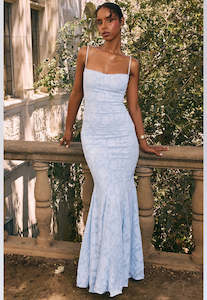 Printed Dresses: House of CB Joan Maxi Dress Sz S Blue