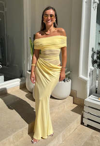 Orange Yellow Dresses: Benni Nico off the shoulder dress Sz 8 Yellow