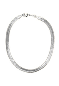 Rhodium-filled Herringbone Necklace 4 mm width and 18 in length