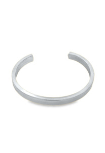 Jewellery And Miscellaneous Items: Rhodium-filled Flat Edged Bangle