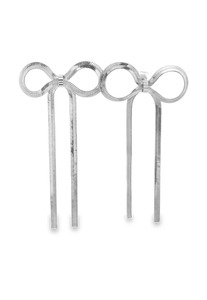 Jewellery And Miscellaneous Items: Rhodium-filled Herringbone Chain Bow Drop Earrings