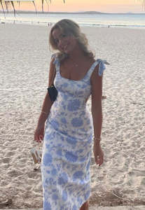 EX RENTAL Postcard Tie Dress Sz 8
