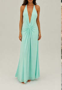 Balldress: Aqua Maxi Halter Dress Sz XS