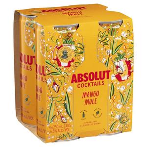 Absolut Cocktails Mango Mule 6.5% 250ml 4pk Cans