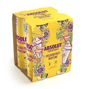 Absolut Cocktails Passionfruit Martini 6.5% 4x250ml Cans