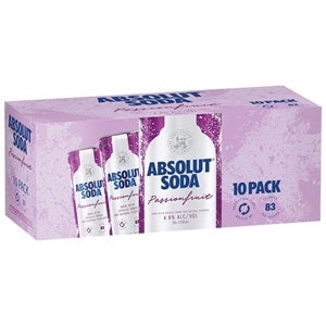 Absolut Soda Passionfruit 10 x 250ml Can 