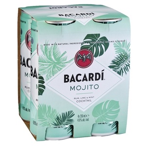 Bacardi Cocktail Mojito 4 Pack 250ml Can