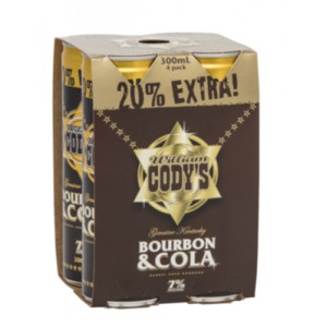 Beer & Cider Drinkland: Codys Bourbon Cola 7% Extra 20% Size 300mlx24pk Cans