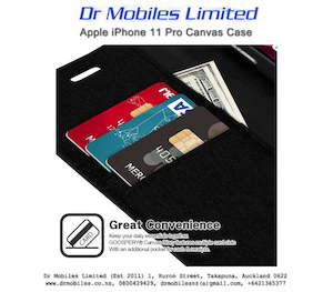 Apple iPhone Canvas Case: iPhone 11 Pro Case Mercury Goospery Canvas Diary - Black