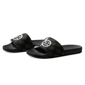 Bommyknockerz: BommyKnockerz - Men’s Slides - Bommy Print - (ALL BLACK)