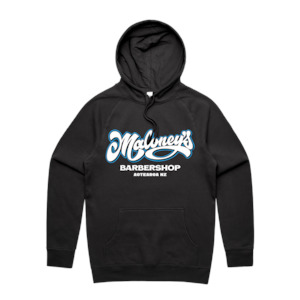 Maloney’s Barber - Men's Black Hoodie - Blue