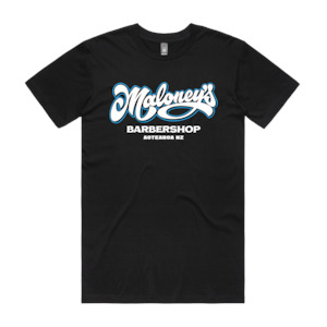 Maloney's Barber - Men's Black Tee - Blue