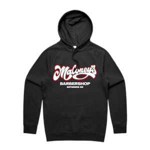 Maloney’s Barber - Men's Black Hoodie - Red