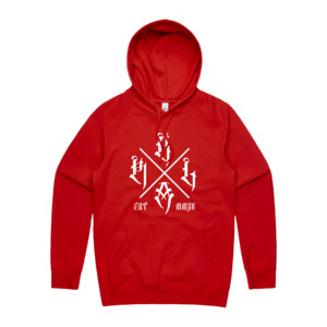 RLCA - Men's Red Hoodie - White logo 3