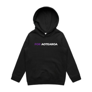 WITH YOU KIDS BLACK HOODIE - FOR AOTEAROA