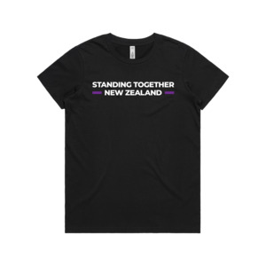 Tees: WITH YOU WOMEN’S BLACK TEE - STAND NZ