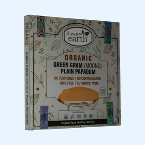 Products: Green Gram Lentil Plain (Moong Plain) Papadum Organic 200g - DTE Foods