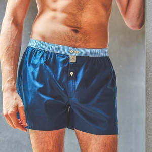 Boxer Shorts Socks: Men's Cotton Boxer Shorts - Navy Blue Check