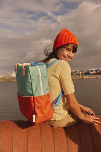 Kids Backpacks: Sticky Lemon Backpack Large - Aquatic Green + Shipwreck Rust