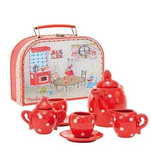 Kids 2 5 Years: La Grande Famille Red Ceramic Tea Set