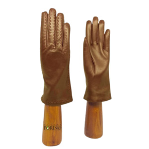 By Designer Accessories: Cashmere Lined Leather Gloves - Camel