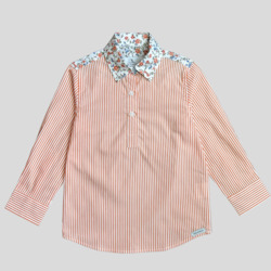 Girls: Adaline Shirt - Orange Stripe with Floral